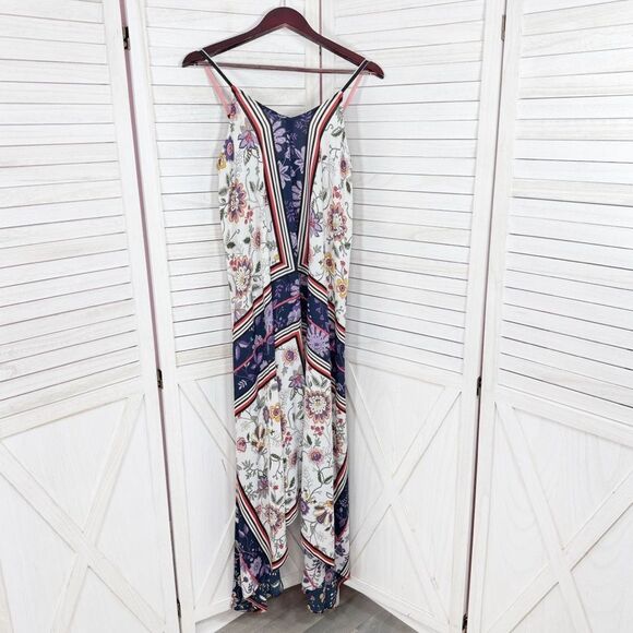 Nanette Lepore Floral Print Boho Sleeveless Maxi Slip Dress Blue Multi 4 - Picture 10 of 16